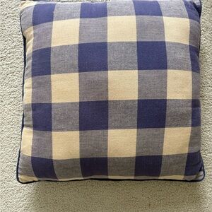 Blue and Cream Checkered Pillow